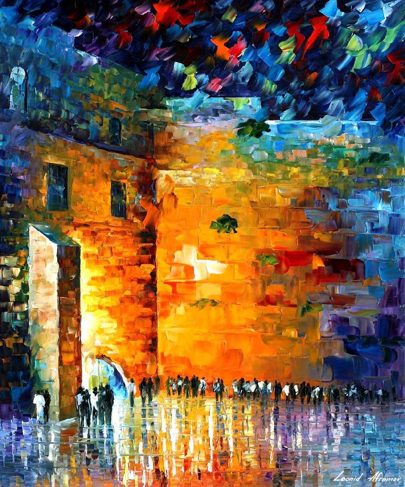 Wailing Wall - Jerusalem - Limited Edition 1/25 by Leonid Afremov: Wailing Wall - Jerusalem - Limited Edition 1/25 by Leonid AfremovThis is a limited edition giclee hand-painted by Leonid Afremov. This is the first giclee of a small edition of 25 paintings. The rest