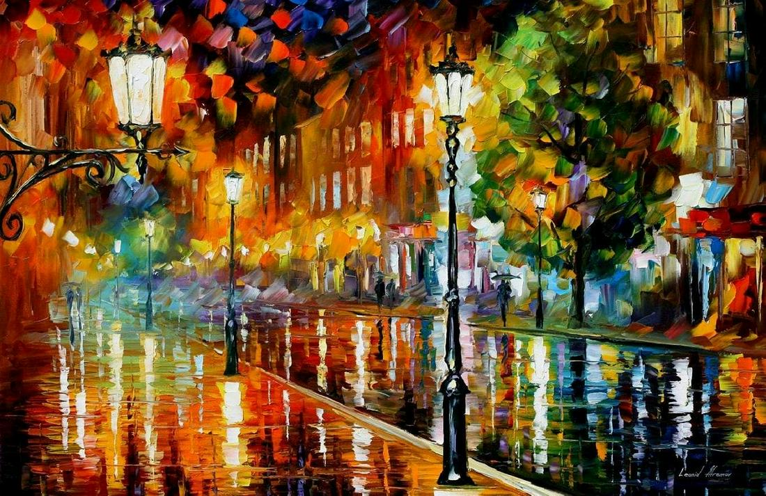 Street Of Illusions - Limited Edition 1/25 by Leonid Afremov: Street Of Illusions - Limited Edition 1/25 by Leonid AfremovThis is a limited edition giclee hand-painted by Leonid Afremov. This is the first giclee of a small edition of 25 paintings. The rest of th