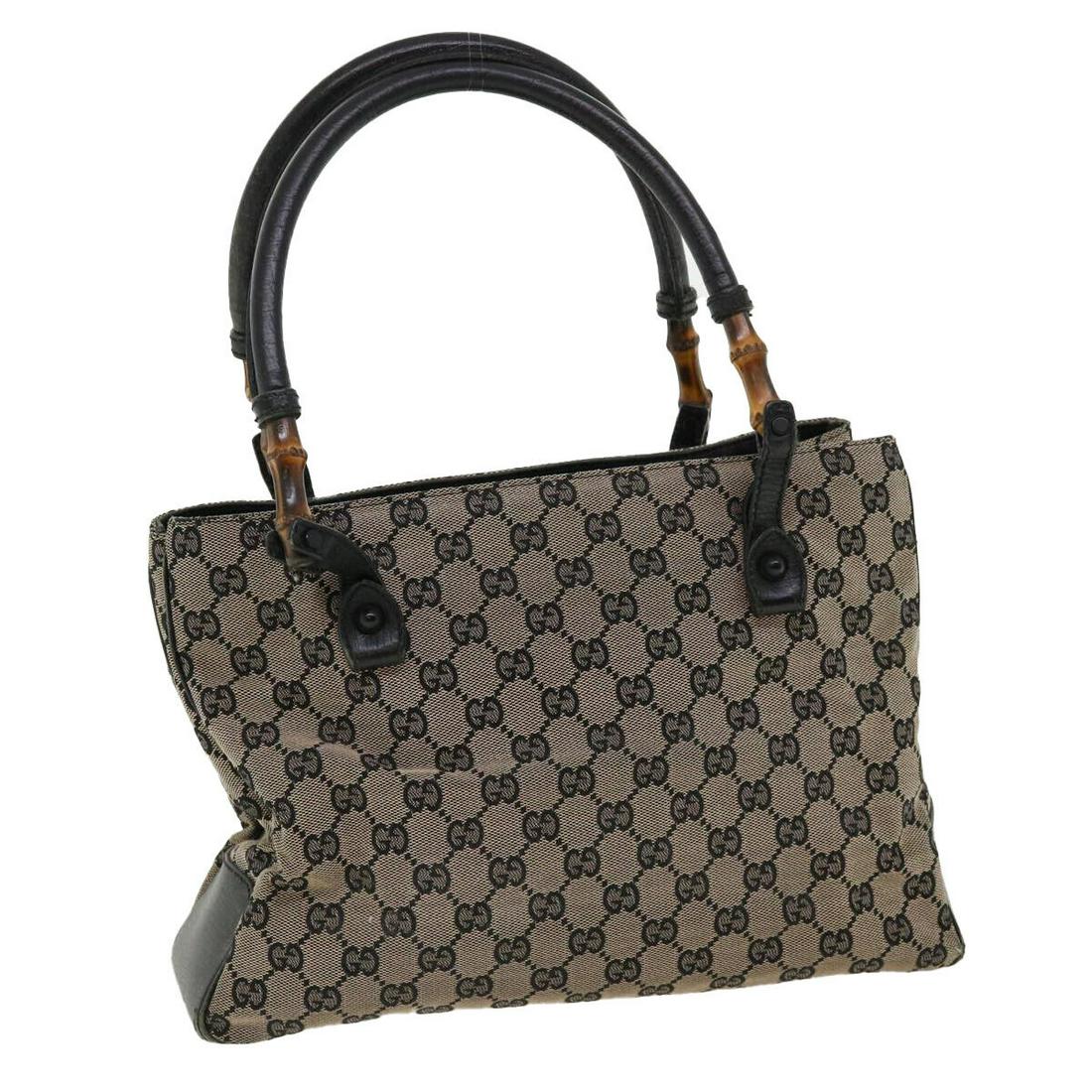 GUCCI GG Canvas Bamboo Hand Bag Beige 112526: GUCCI GG Canvas Bamboo Hand Bag Beige 112526 Style: Hand Bag Material: GG Canvas Exterior Color: Beige Bag Height: 8.7inch(Approx) / 22cm(Approx) Bag Depth: 3.9inch(Approx) / 10cm(Approx) Bag Length: