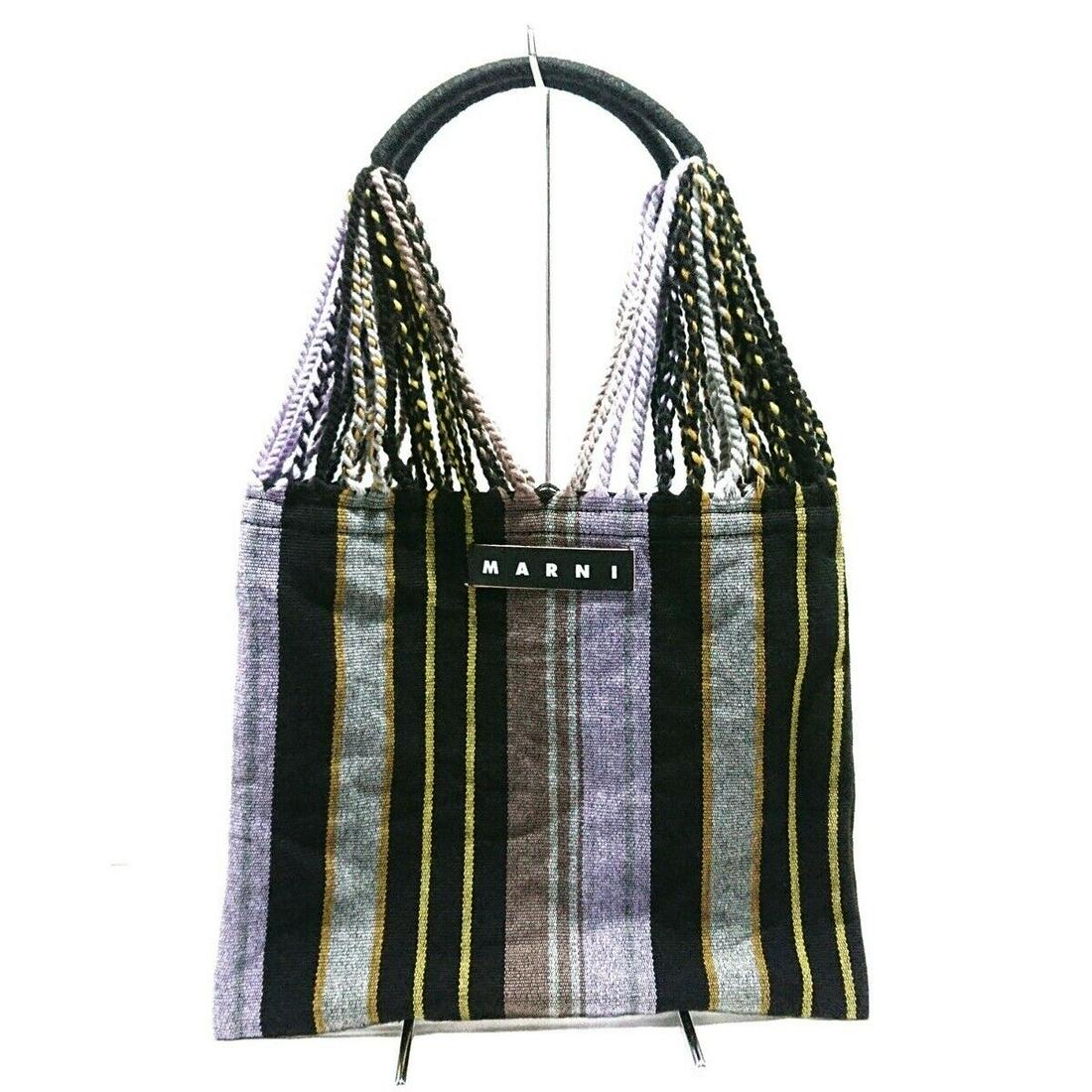 MARNI - Black Gray Multi Wool Tote Bag: MARNI - Black Gray Multi Wool Tote Bag Style: Tote Bag Exterior Color: Black Gray Multi Exterior Material: Wool Accessories: Dust Bag Type: Tote Bag C: Heavily Used The BIDHAUS Guarantee: All items in
