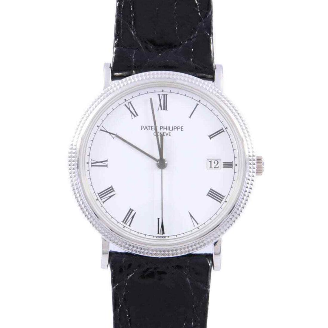 Patek Philippe 3944G Calatrava Quartz White Gold Mens Watch Pre-Owned: Patek Philippe 3944G Calatrava Quartz White Gold Mens Watch Pre-Owned Type: Watch Brand: Patek Philippe Common Name: Calatrava WG Model: 3944G Gender Type: Men's Size: Case diameter about 33mm Color: