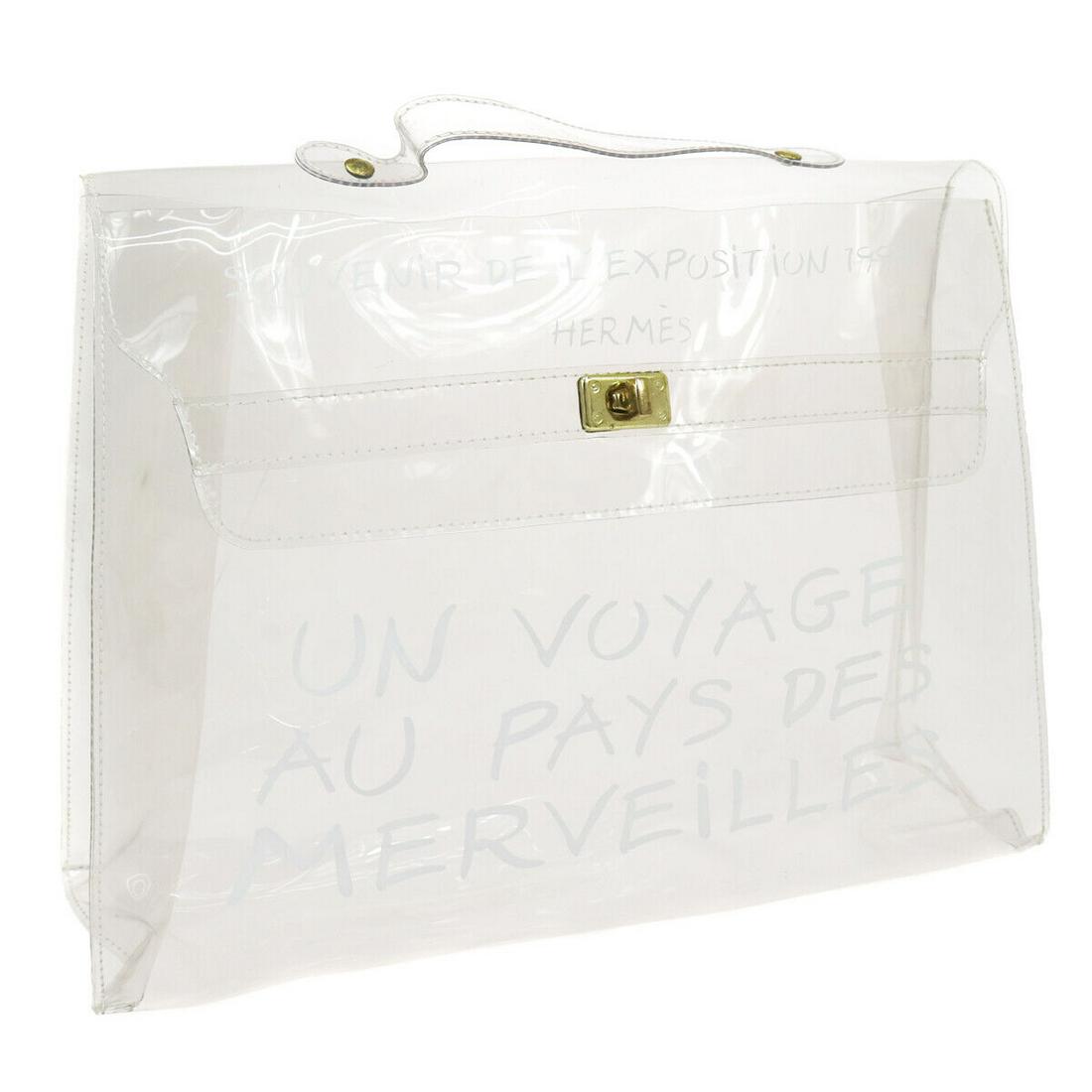 HERMES Vinyl Kelly Beach Hand Bag Purse SOUVENIR DE LEXPOSITION 1997: HERMES Vinyl Kelly Beach Hand Bag Purse SOUVENIR DE LEXPOSITION 1997 Features: Waterproof Handle Style: Top Handle Lining Material: Vinyl Bag Height: 12.2 Occasion: Casual Size: Medium Exterior Materi