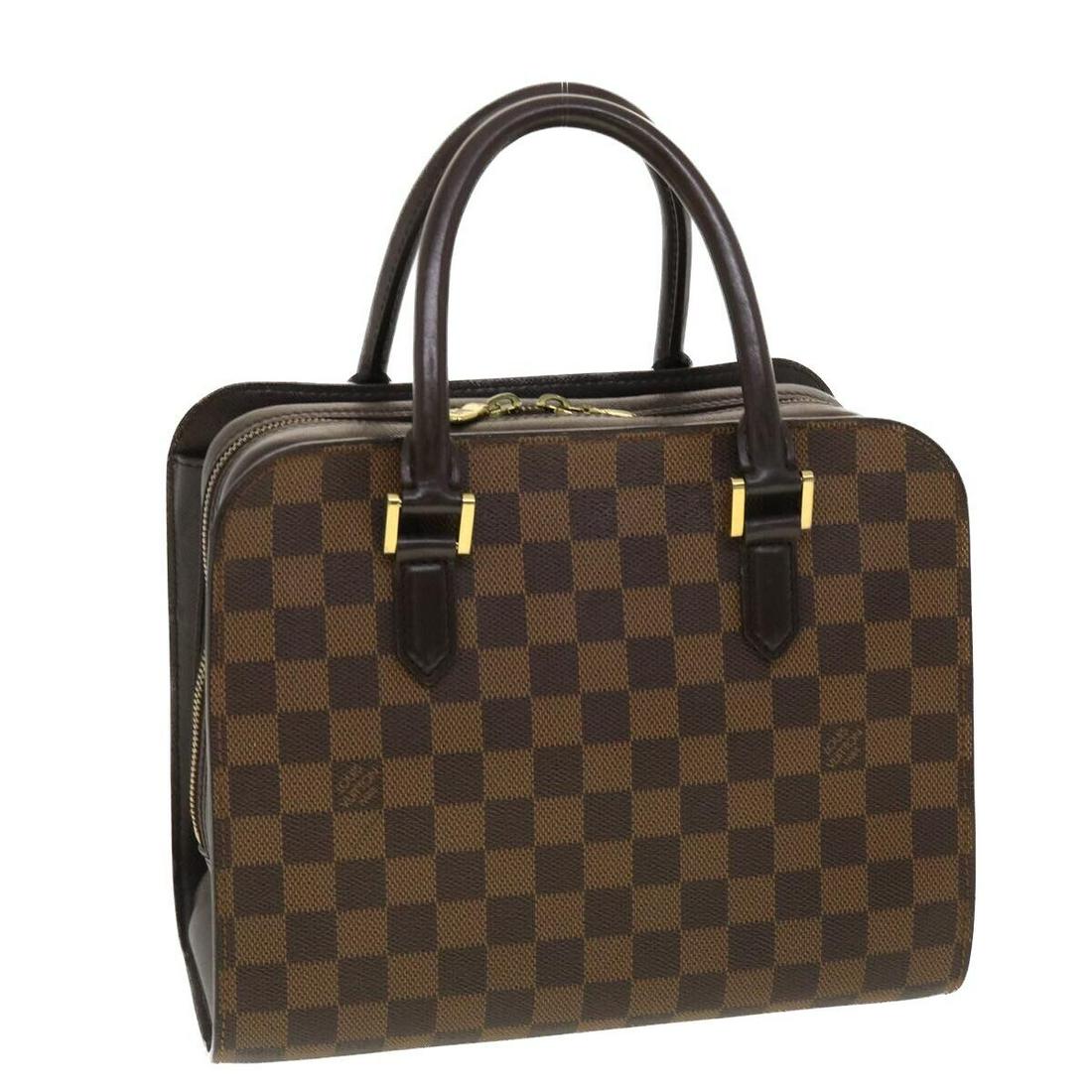 LOUIS VUITTON Damier Ebene Triana Hand Bag N51155 LV: LOUIS VUITTON Damier Ebene Triana Hand Bag N51155 LV Style: Hand Bag Material: Damier Ebene Canvas Exterior Color: Damie Ebene Bag Height: 8.7inch(Approx) / 22cm(Approx) Bag Depth: 4.7inch(Approx) / 1