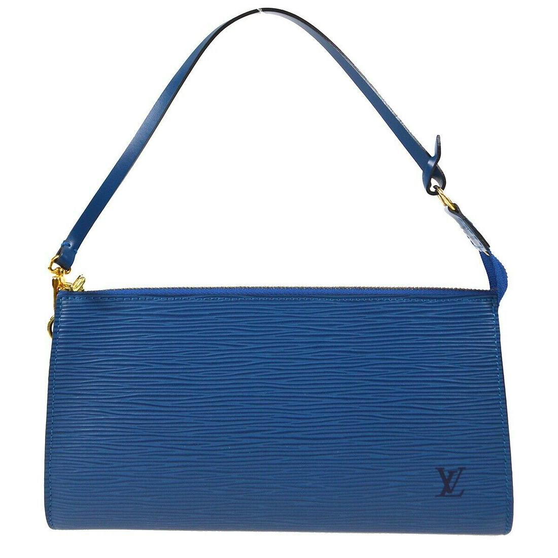Louis Vuitton Pochette Accessoires Pouch Handbag Epi Blue M52945 Ar1919