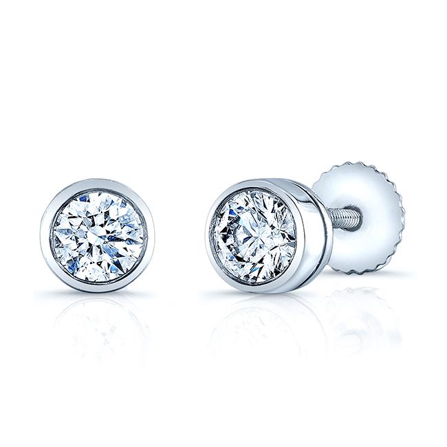 Diamond Round Bezel Studs In Platinum: Diamond Round Bezel Studs In Platinum Platinum 7/8ctw Round Brilliant Studs W/screwbacks Platinum 7/8ctw Round Brilliant Studs W/screwbacks Tag Description: PT900 EARR 2RB=7/8CTW (MIN.0.76CTW) Size Cu