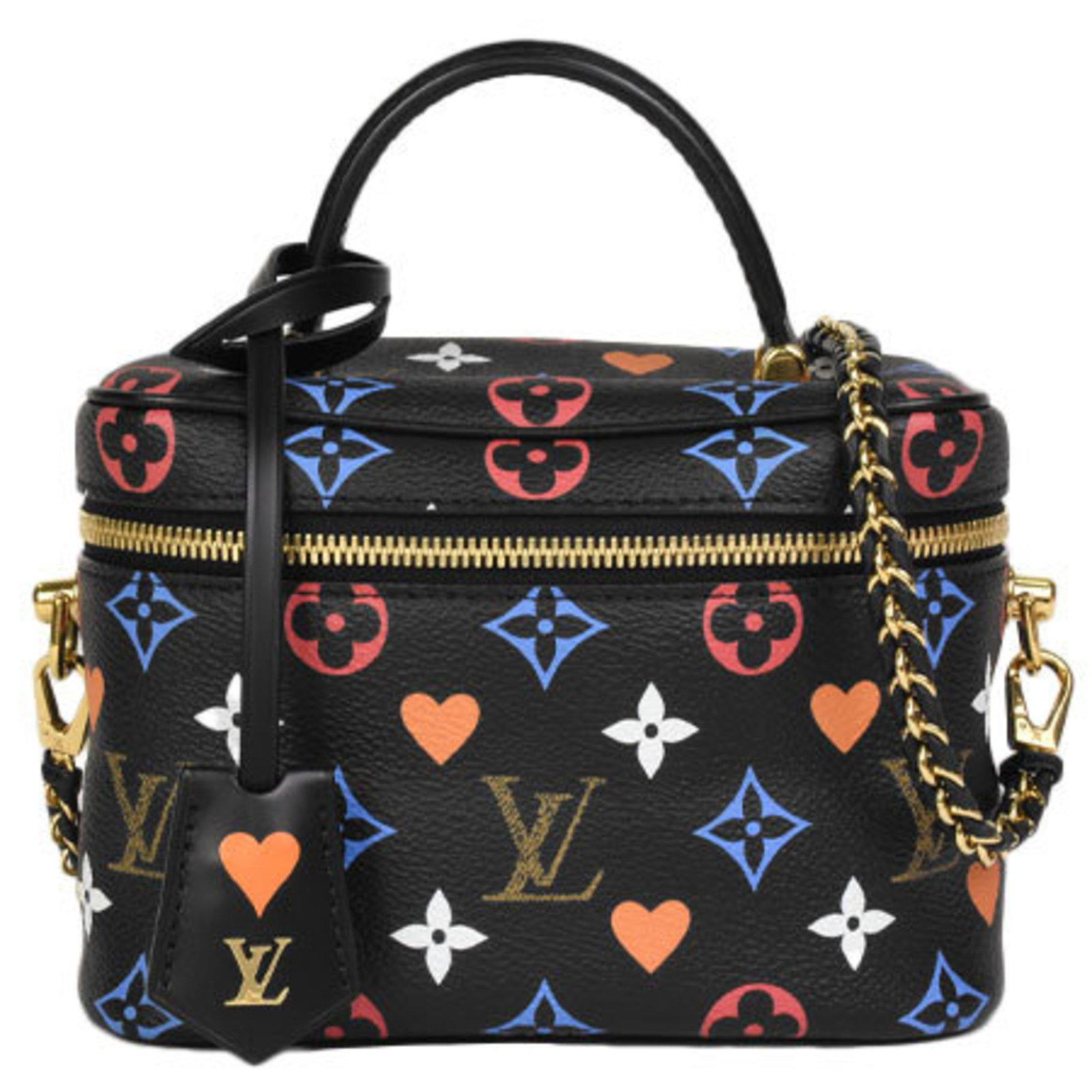 Louis Vuitton LOUIS VUITTON Vanity PM Shoulder Bag Handbag Monogram Game On Noir M57482: Louis Vuitton LOUIS VUITTON Vanity PM Shoulder Bag Handbag Monogram Game On Noir M57482 Brand: Louis Vuitton Type: Vanity bag Material: Monogram Monogram: Color: Black Noir Hardware Color: Gold Closur