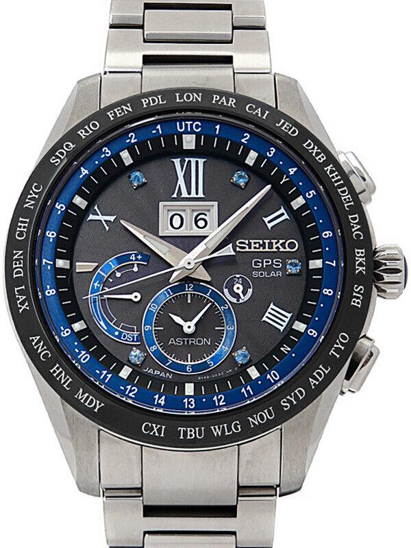 Seiko Astron SBXB145 Solar Radio GPS Titanium Mens Watch Pre-Owned: Seiko Astron SBXB145 Solar Radio GPS Titanium Mens Watch Pre-Owned Type: wristwatch Name Astron 5th Anniversary Limited Edition 3rd Big Date Model number SBXB145 8X42-0AA0 type men Color Black x Blue 