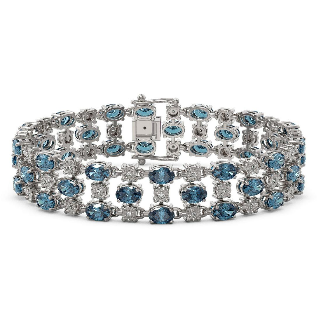 25.07 ctw London Topaz & Diamond Bracelet 10K White Gold: 25.07 ctw London Topaz & Diamond Bracelet 10K White Gold 25.07 ctw London Topaz & Diamond Bracelet 10K White Gold Designer Brand Luxury Jewelrymade in the USA Suggested Retail Price: $10000 Item: Topa