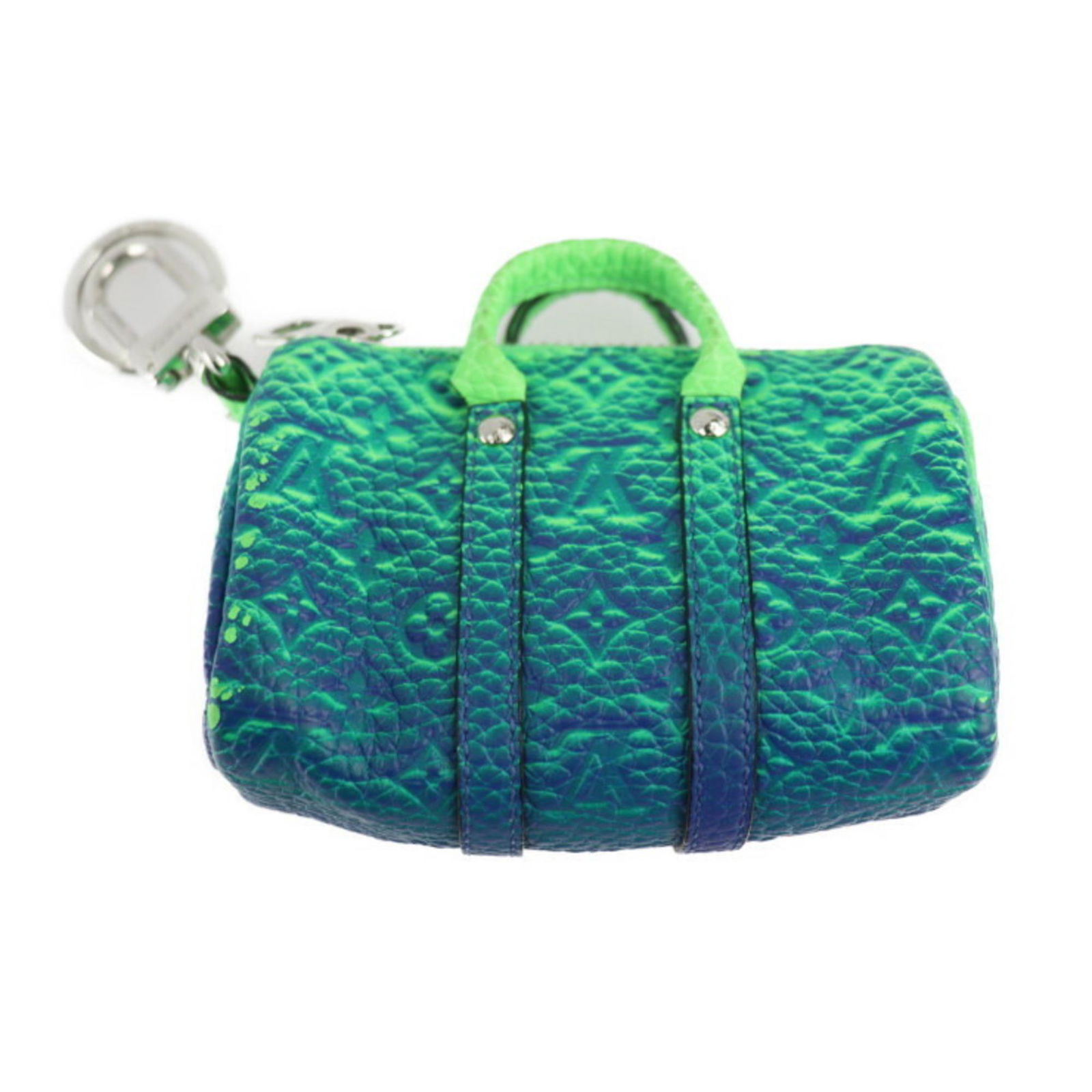 LOUIS VUITTON Louis Vuitton Pouch Mini Key Pole Holder MP3284 Taurillon Leather Green Blue Silver: LOUIS VUITTON Louis Vuitton Pouch Mini Key Pole Holder MP3284 Taurillon Leather Green Blue Silver Metal Fittings Back Charm Ring Brand: Louis Vuitton Type: Keyring Style: Fashion Gender: Men Women Uni