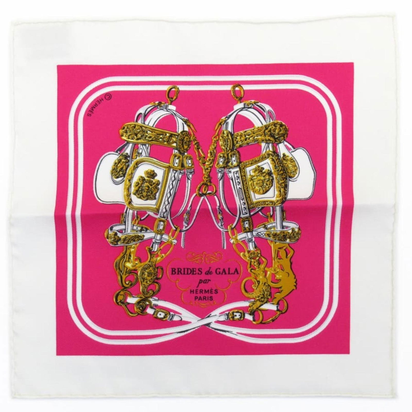 Hermes HERMES Scarf Karenano 20 BRIDES de GALA White x Pink 100% Silk: Hermes HERMES Scarf Karenano 20 BRIDES de GALA White x Pink 100% Silk Brand: Hermes Country of Origin: France Type: Scarf Gender: Women Color: Pink White Material: Silk100% Silk: 100% Size (LxW): 20cm