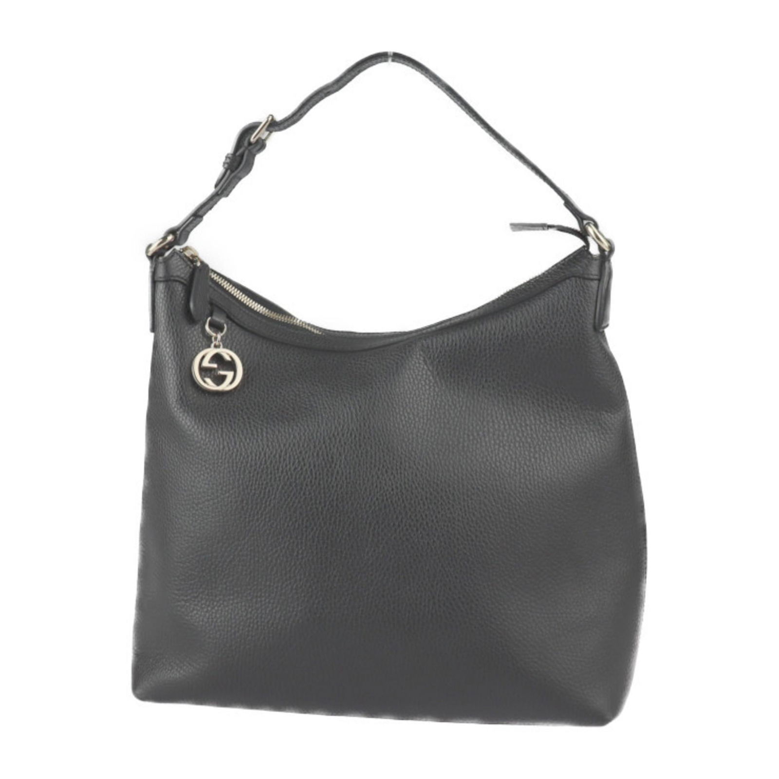 GUCCI Gucci Shoulder Bag 449711 Leather Black Gold Hardware One GG Charm: GUCCI Gucci Shoulder Bag 449711 Leather Black Gold Hardware One GG Charm Brand: Gucci Type: Handbag Shoulder bag Tote bag Material: Leather Leather: Color: Black Hardware Color: Gold Closure: Zipper I