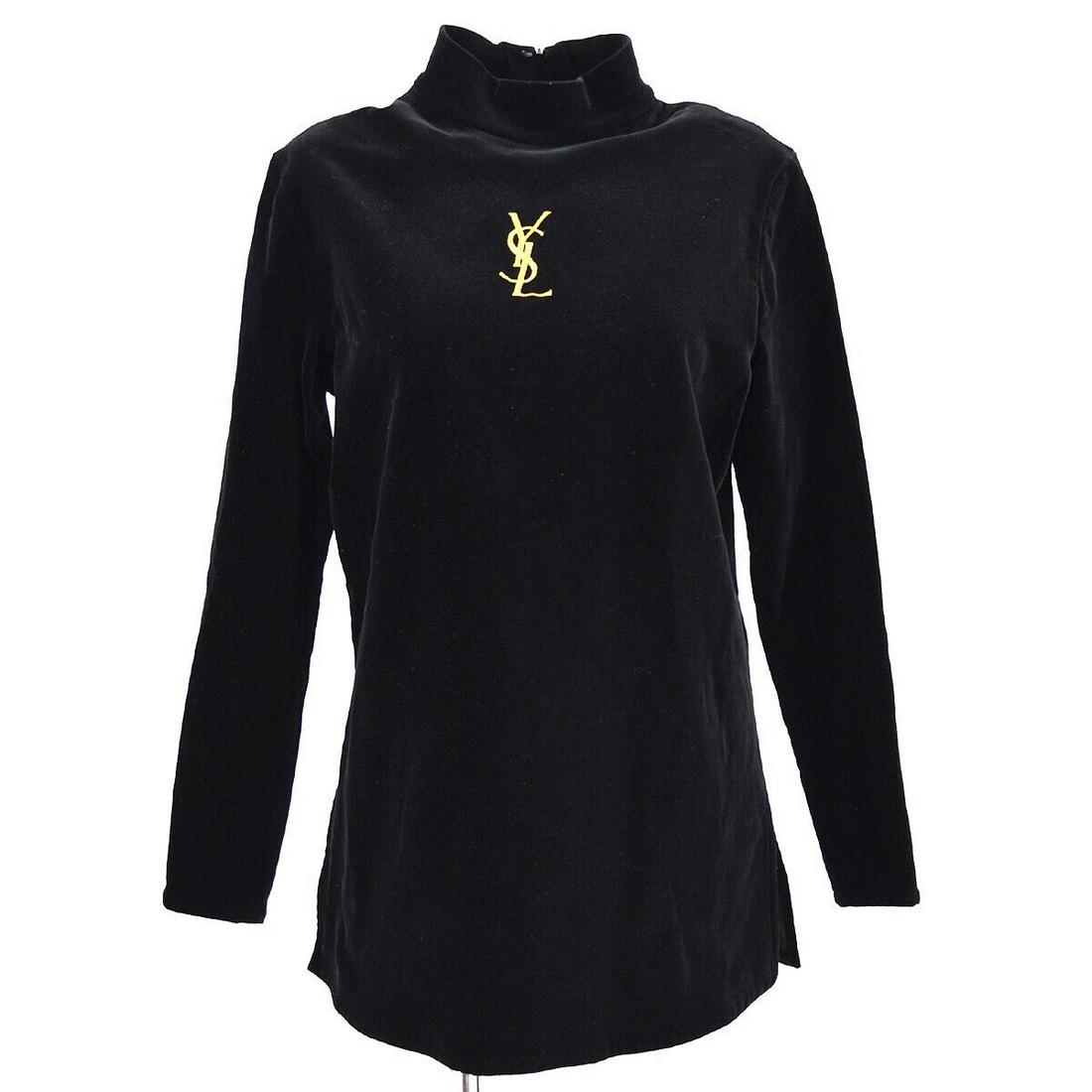 Yves Saint Laurent Long Sleeve Tops Black HTB18-249 #38: Yves Saint Laurent Long Sleeve Tops Black HTB18-249 #38 Sleeve Length: Long Sleeve Neckline: Cowl Neck Closure: Zip Occasion: Casual Size: 38 Color: Black Material: 85% Cotton 10% Rayon 5% Polyurethan