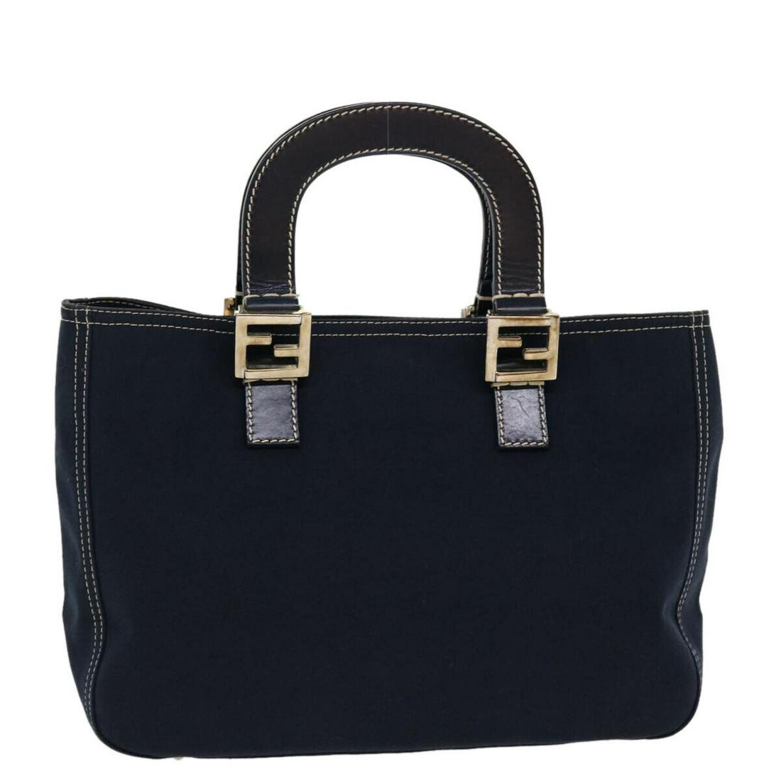 FENDI Hand Bag Canvas Navy: FENDI Hand Bag Canvas Navy Style: Hand Bag Material: Canvas Exterior Color: Navy Bag Height: 7.9inch(Approx) / 20cm(Approx) Bag Depth: 4.5inch(Approx) / 11.5cm(Approx) Bag Length: 11.8inch(Approx) / 3