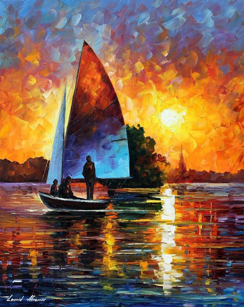 Summer Sunset By The Lake - Limited Edition 1/25 by Leonid Afremov: Summer Sunset By The Lake - Limited Edition 1/25 by Leonid AfremovThis is a limited edition giclee hand-painted by Leonid Afremov. This is the first giclee of a small edition of 25 paintings. The rest