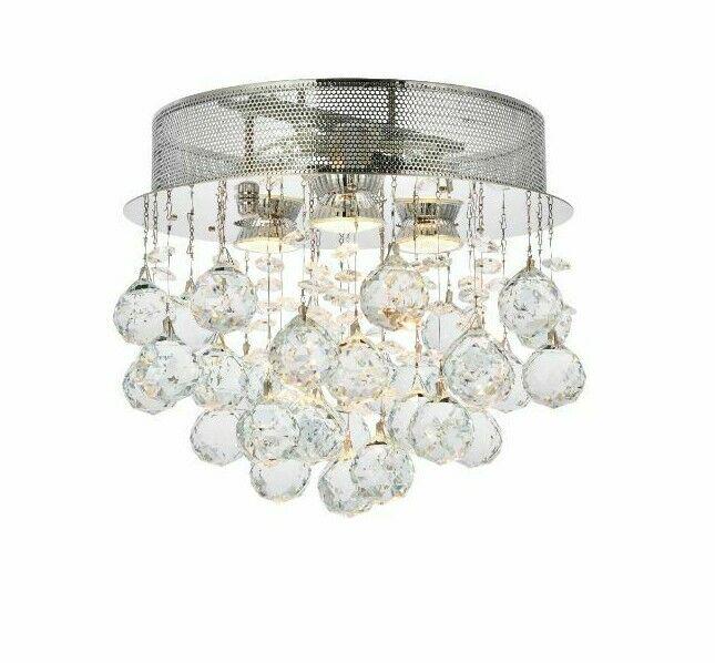 CRYSTAL FLUSH MOUNT CHANDELIER DINING ROOM HALLWAY BEDROOM FOYER 3 LIGHT 13": CRYSTAL FLUSH MOUNT CHANDELIER DINING ROOM HALLWAY BEDROOM FOYER 3 LIGHT 13" Cord Color: Multicolor Number Of Lights: 3 Custom Bundle: No Item Height: 12" Item Width: 13" Assembly Required: Yes Sensor