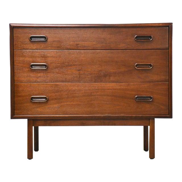 Walnut Dresser Chest by Founders: Walnut Dresser Chest by Founders A mid Century modern walnut dresser chest designed by Jack Cartwright for Founders Furniture. 35.75" wide. 18" deep. 30.25" tall. Dimensions: 35.75"W x 18"D x 30.25"H