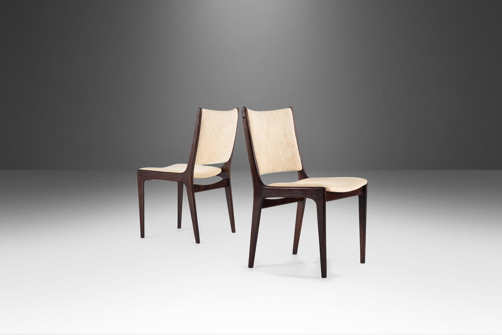 Set of Two (2) Mid Century Danish Modern Contoured Rosewood Dining Chairs c. 1970s: Set of Two (2) Mid Century Danish Modern Contoured Rosewood Dining Chairs c. 1970s Set of Two (2) Mid Century Danish Modern Contoured Rosewood Dining Chairs c. 1970's About: Sleek and sculpted lines.