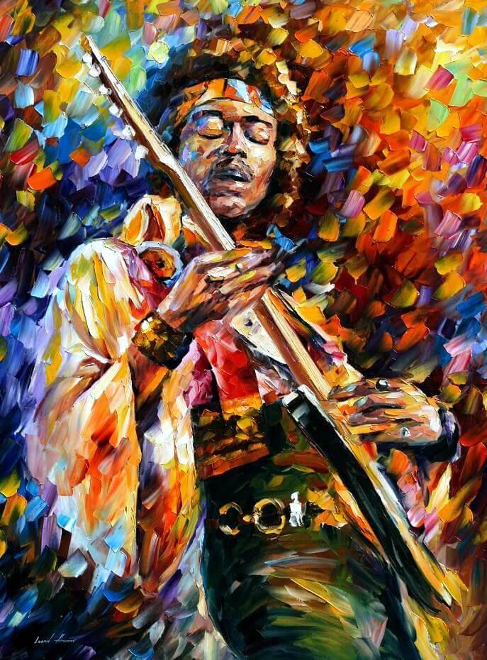 Jimi Hendrix - Limited Edition 1/25 by Leonid Afremov: Jimi Hendrix - Limited Edition 1/25 by Leonid AfremovThis is a limited edition giclee hand-painted by Leonid Afremov. This is the first giclee of a small edition of 25 paintings. The rest of the editi