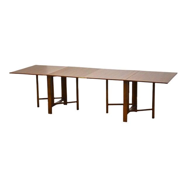 Bruno Mathsson Style Walnut Maria Dining Table: Bruno Mathsson Style Walnut Maria Dining Table A mid century modern walnut Bruno Mathsson style gate leg Maria dining table. Professionally refinished. Fully extends to 110.25". 59.5" wide is shown in
