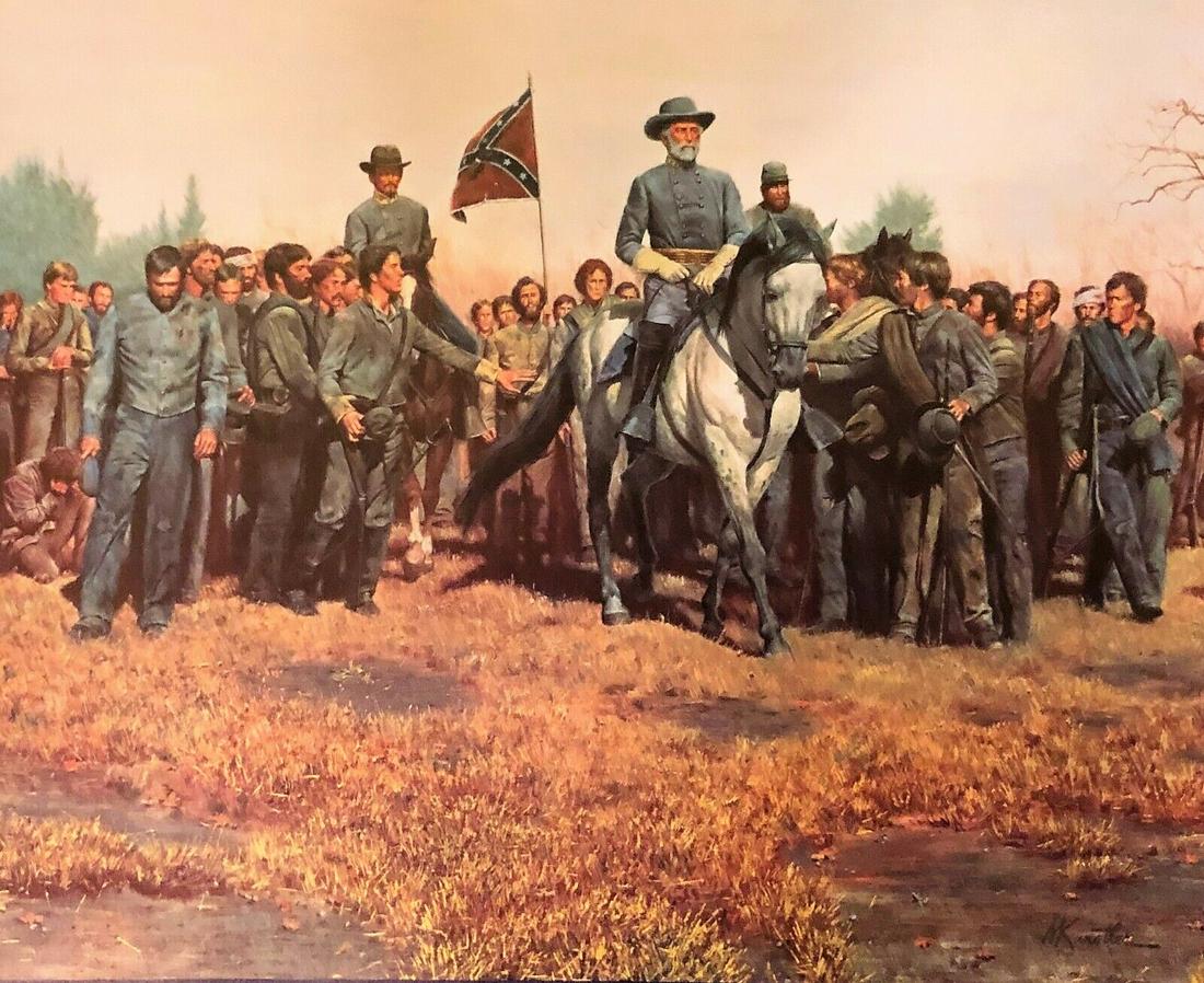 Mort Kunstler Civil War Print - We Still Love You General Lee Custom Framed: Mort Kunstler Civil War Print - We Still Love You General Lee Custom Framed Features: Framed Matted Region Of Origin: New York USA Item Width: 18 in Production Technique: Off Set Lithograph Item Lengt