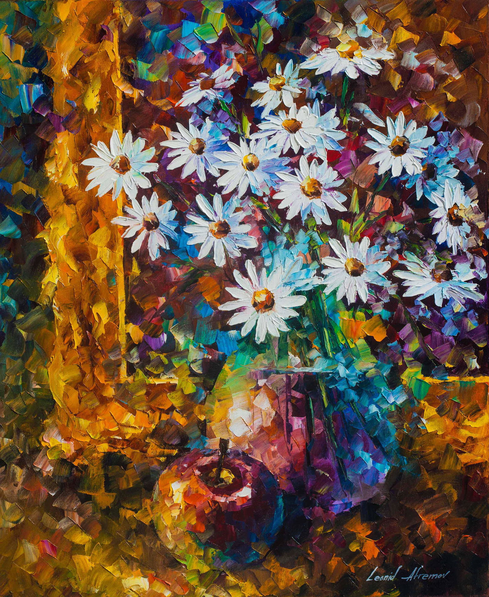 White Flowers - Limited Edition 1/25 by Leonid Afremov: White Flowers - Limited Edition 1/25 by Leonid AfremovThis is a limited edition giclee hand-painted by Leonid Afremov. This is the first giclee of a small edition of 25 paintings. The rest of the edit