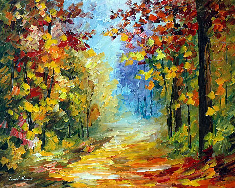 Early Morning In The Woods - Limited Edition 1/25 by Leonid Afremov: Early Morning In The Woods - Limited Edition 1/25 by Leonid AfremovThis is a limited edition giclee hand-painted by Leonid Afremov. This is the first giclee of a small edition of 25 paintings. The res