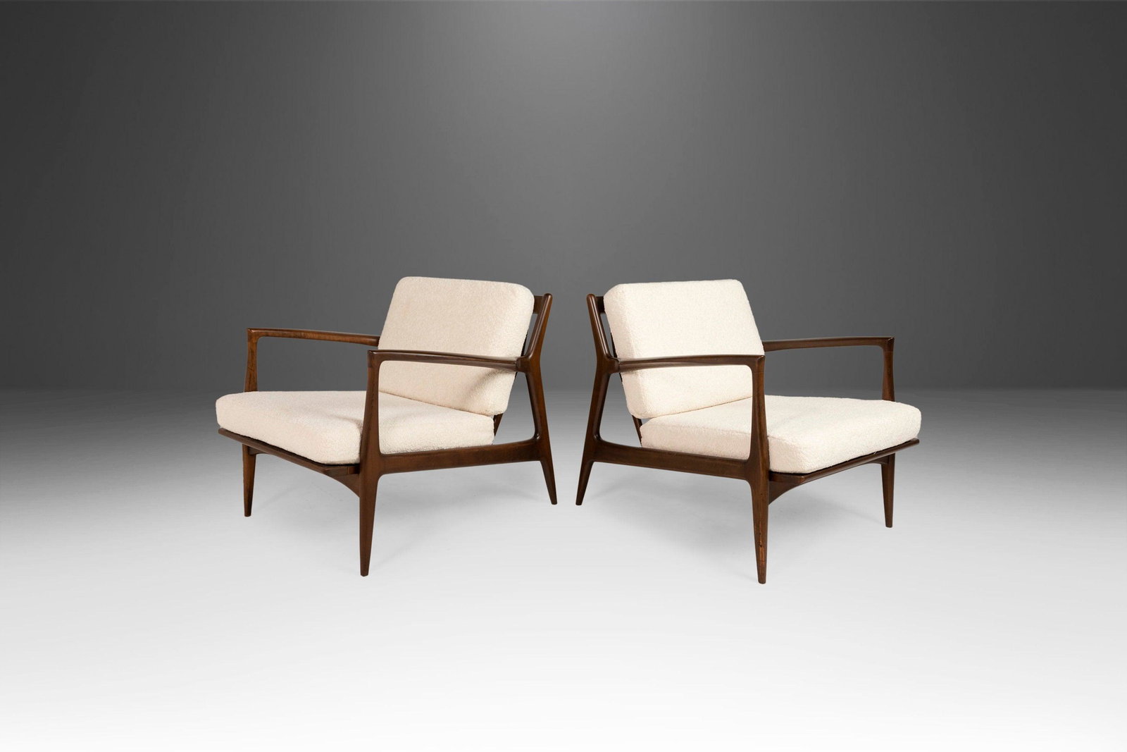 Set of Two (2) Blade Lounge Chairs / Low Profile Armchair by Ib Kofod-Larsen for Selig Denmark c.: Set of Two (2) Blade Lounge Chairs / Low Profile Armchair by Ib Kofod-Larsen for Selig Denmark c. 1950s Set of Two (2) 'Blade' Lounge Chairs / Low Profile Armchair by Ib Kofod-Larsen for Selig Denmark