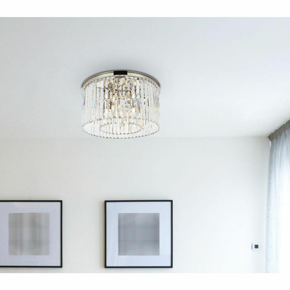 POLISHED NICKEL DINING ROOM KITCHEN CRYSTAL FLUSH MOUNT LIGHTING FIXTURES 26": POLISHED NICKEL DINING ROOM KITCHEN CRYSTAL FLUSH MOUNT LIGHTING FIXTURES 26" Light Color: Clear Clear White Warm White White Safety Rating: UL Power Source: Hardwired Custom Bundle: No Item Length: 2