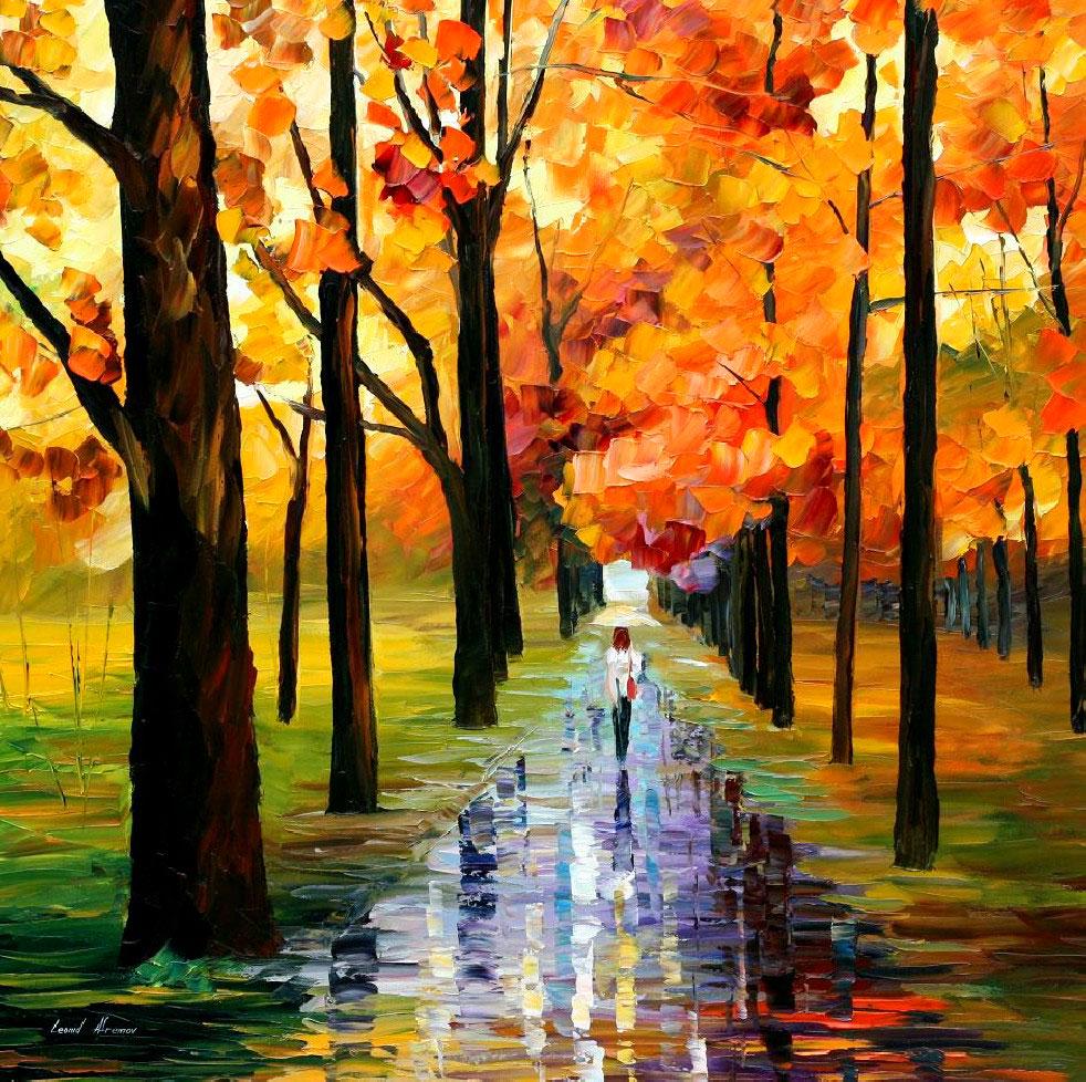 Yellow Rainy Day - Limited Edition 1/25 by Leonid Afremov: Yellow Rainy Day - Limited Edition 1/25 by Leonid AfremovThis is a limited edition giclee hand-painted by Leonid Afremov. This is the first giclee of a small edition of 25 paintings. The rest of the e
