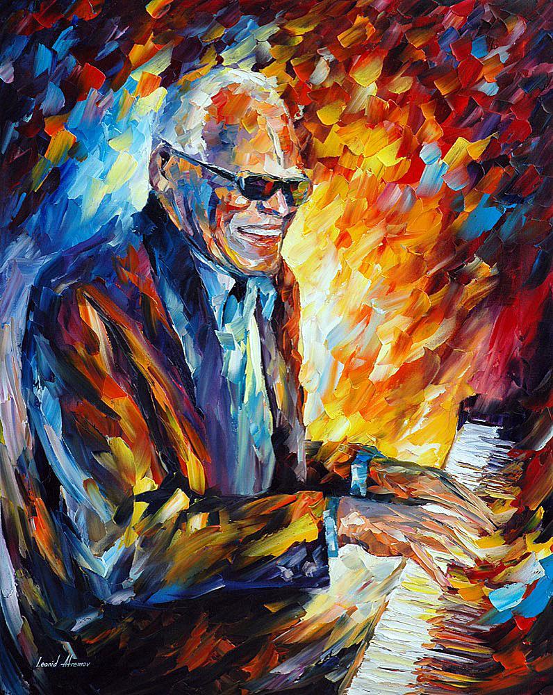 Ray Charles 1 - Limited Edition 1/25 by Leonid Afremov: Ray Charles 1 - Limited Edition 1/25 by Leonid AfremovThis is a limited edition giclee hand-painted by Leonid Afremov. This is the first giclee of a small edition of 25 paintings. The rest of the edit