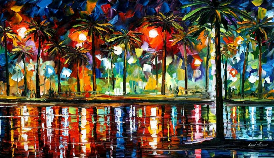 Tropical Fiesta - Limited Edition 1/25 by Leonid Afremov: Tropical Fiesta - Limited Edition 1/25 by Leonid AfremovThis is a limited edition giclee hand-painted by Leonid Afremov. This is the first giclee of a small edition of 25 paintings. The rest of the ed
