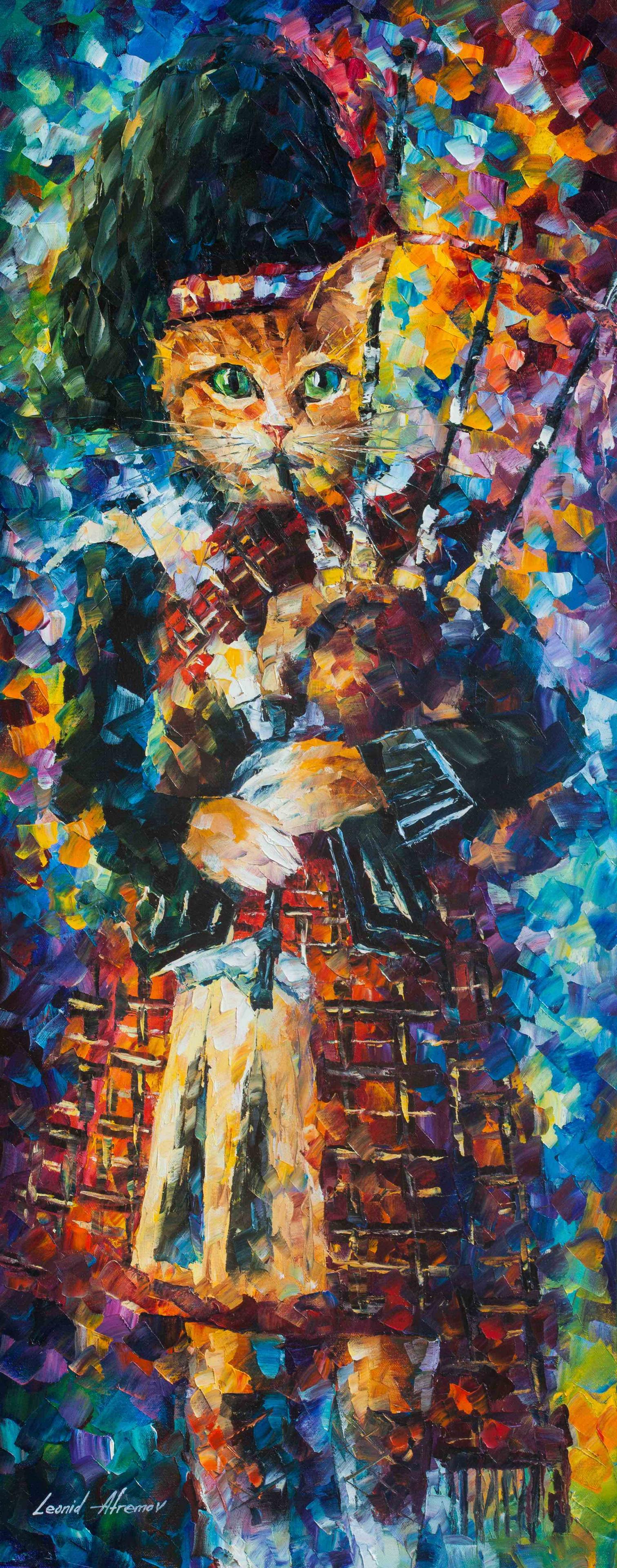 Scottish Cat - Limited Edition 1/25 by Leonid Afremov: Scottish Cat - Limited Edition 1/25 by Leonid AfremovThis is a limited edition giclee hand-painted by Leonid Afremov. This is the first giclee of a small edition of 25 paintings. The rest of the editi