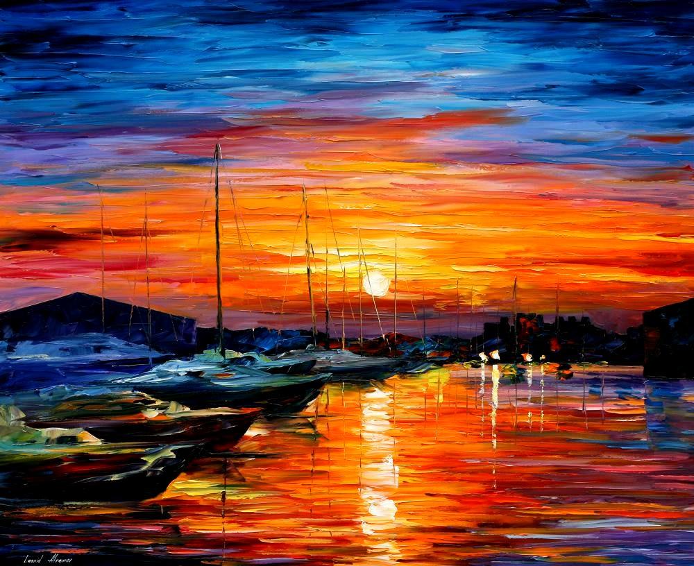 Sicily - Harbor Of Syracuse - Limited Edition 1/25 by Leonid Afremov: Sicily - Harbor Of Syracuse - Limited Edition 1/25 by Leonid AfremovThis is a limited edition giclee hand-painted by Leonid Afremov. This is the first giclee of a small edition of 25 paintings. The re