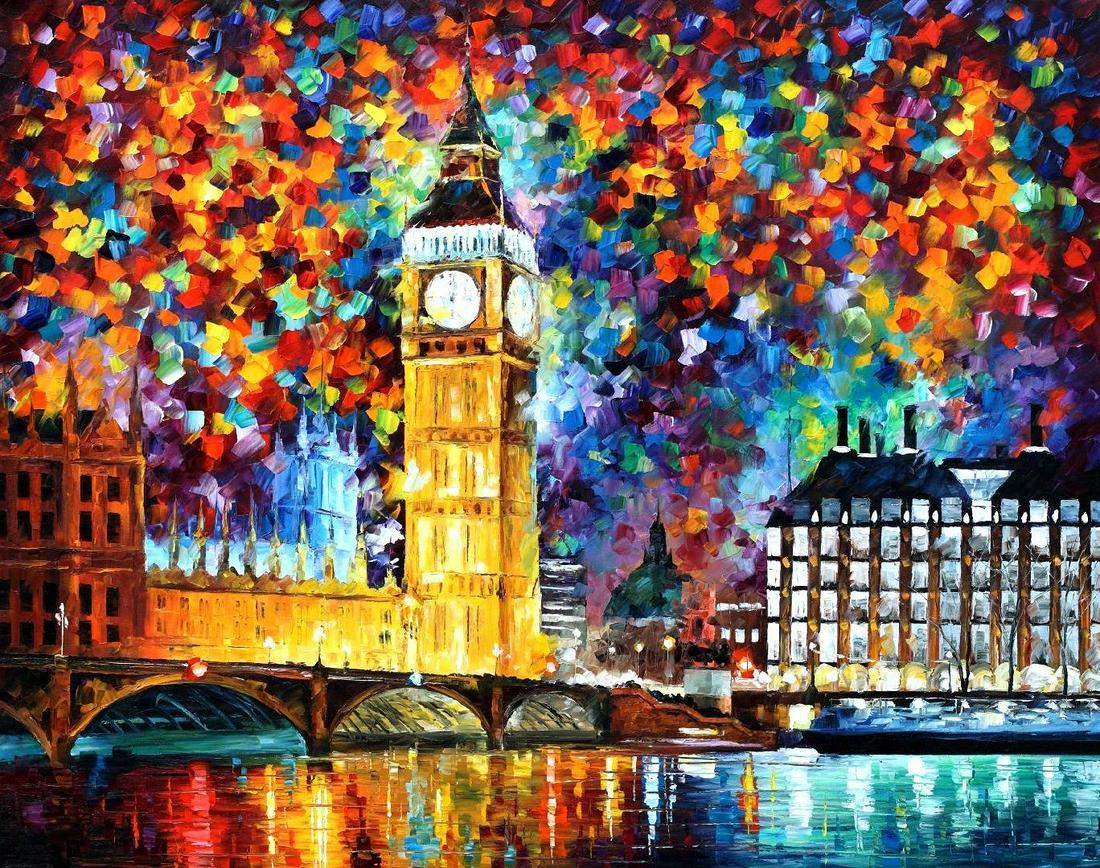 Big Ben London 2012 - Palette Knife Oil Painting On Canvas By Leonid Afremov - Size 30X24"" -: Big Ben London 2012 - Palette Knife Oil Painting On Canvas By Leonid Afremov - Size 30X24"" - Limited Edition 1/25 by Leonid AfremovThis is a limited edition giclee hand-painted by Leonid Afremov. Thi