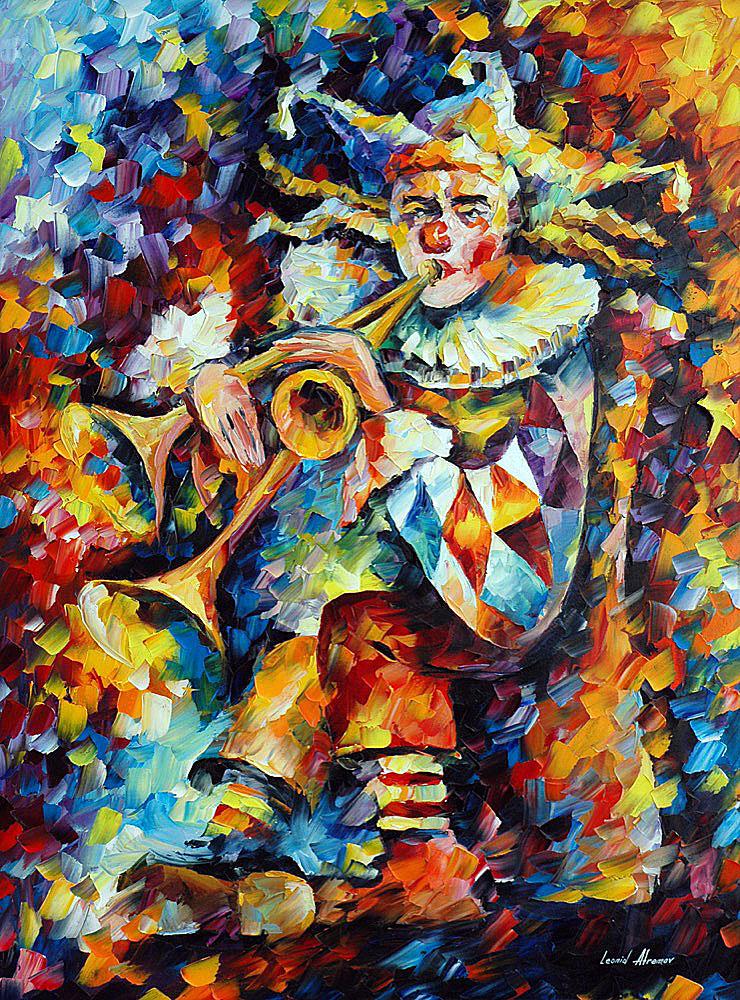 Jester - Limited Edition 1/25 by Leonid Afremov: Jester - Limited Edition 1/25 by Leonid AfremovThis is a limited edition giclee hand-painted by Leonid Afremov. This is the first giclee of a small edition of 25 paintings. The rest of the edition is