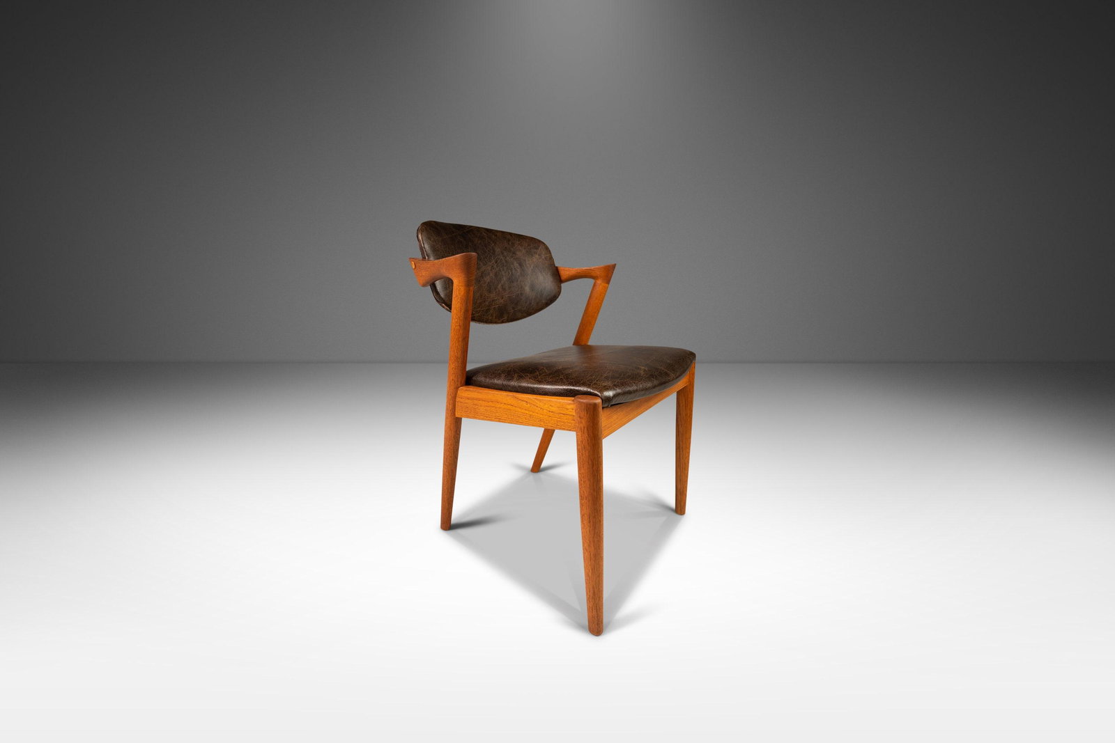 Danish Modern Kai Kristiasen Model 42 Teak Dining Chair / Desk Chair in Leather Denmark c. 1960s: Danish Modern Kai Kristiasen Model 42 Teak Dining Chair / Desk Chair in Leather Denmark c. 1960s Danish Modern Kai Kristiasen Model 42 Teak Dining Chair / Desk Chair in Leather Denmark c. 1960's About