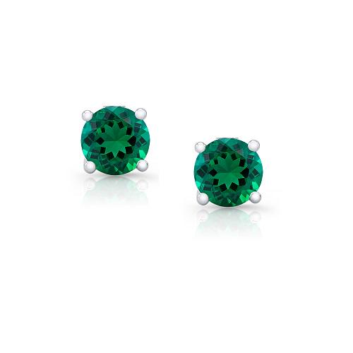 Created Emerald Round 4-prong Stud Earrings With Screwbacks In 14k Yellow Gold 6mm: Created Emerald Round 4-prong Stud Earrings With Screwbacks In 14k Yellow Gold 6mm This Gorgeous Created Emerald Stud Earrings Feature A 4 Prong Basket Setting In 14 Karat Yellow Gold. This Studs Incl