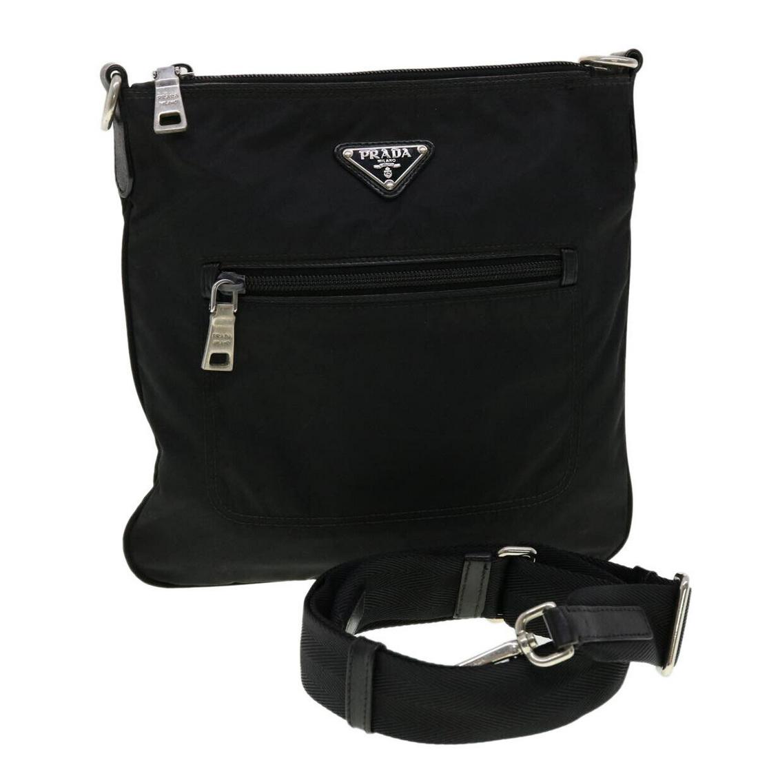 PRADA Shoulder Bag Nylon Black: PRADA Shoulder Bag Nylon Black Style: Shoulder Bag Material: Nylon Exterior Color: Black Bag Height: 9.4inch(Approx) / 24cm(Approx) Bag Length: 9.8inch(Approx) / 25cm(Approx) Country Of Manufacture: I
