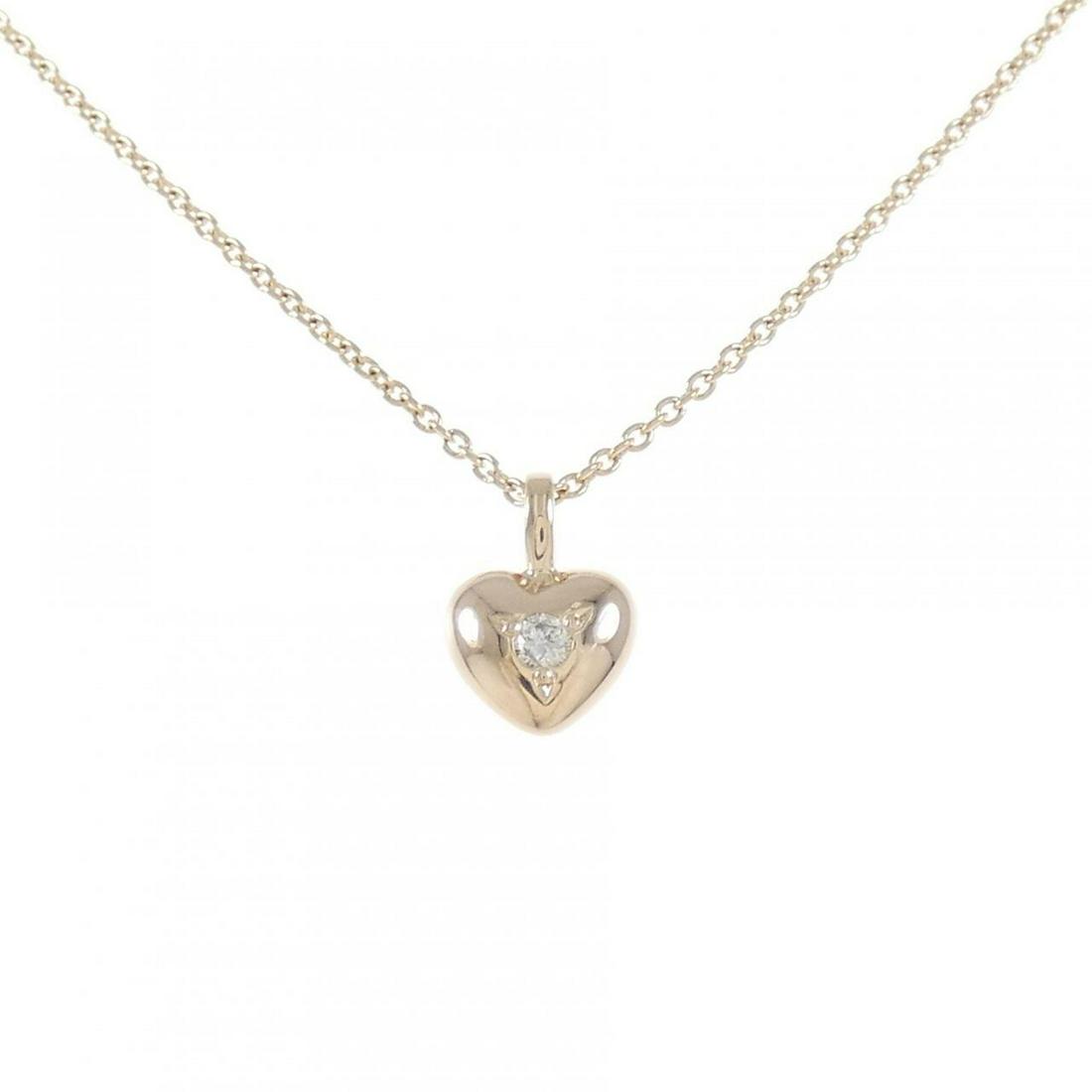 K18PG Heart Diamond Necklace: K18PG Heart Diamond Necklace Style: Necklace Material: K18 Pink Gold Gender: Ladies" Size: 40cm Main Stone: Diamond Weight: Weight about:2.4g Actualsize: Pendant top H x W: 9.7mmx6.7mm Chain Max. W: 1