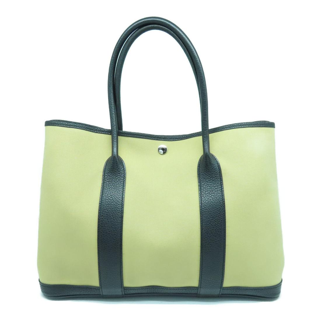 Hermes PHW Garden Party PM Large Tote Bag Canvas Trench Black: Hermes PHW Garden Party PM Large Tote Bag Canvas Trench Black Style: Tote Bag Exterior Material: canvas Exterior Color: Beige Bag Height: 10.2 Bag Depth: 6.7 Bag Length: 14.2 Size Type: Regular Type: