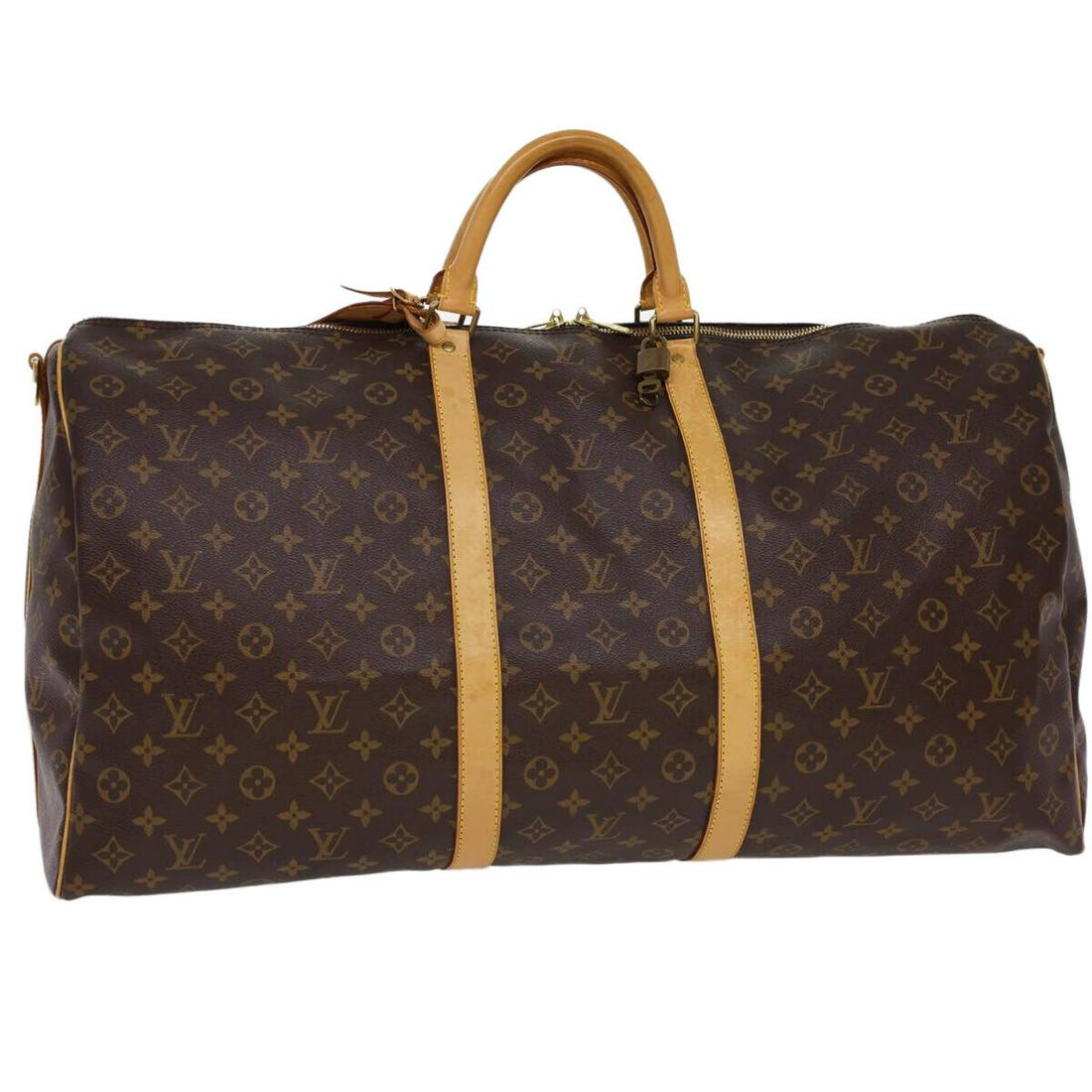 LOUIS VUITTON Monogram Keepall Bandouliere 60 Boston Bag M41412 LV: LOUIS VUITTON Monogram Keepall Bandouliere 60 Boston Bag M41412 LV Style: Boston Bag Material: Monogram Canvas Exterior Color: Monogram Bag Height: 11.8inch(Approx) / 30cm(Approx) Bag Depth: 10.2inch(