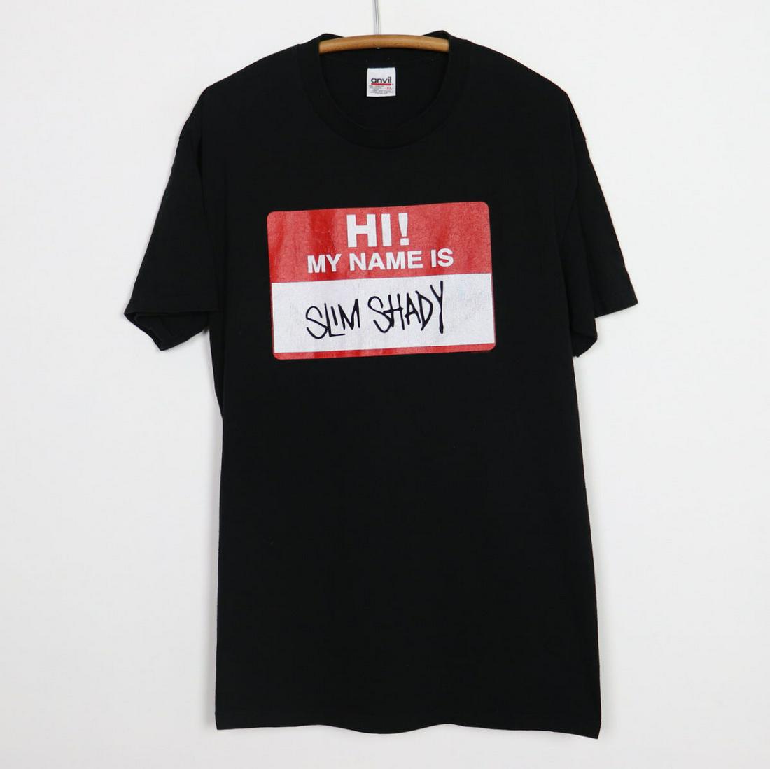 1999 Eminem Hi My Name Is Slim Shady Shirt: 1999 Eminem Hi My Name Is Slim Shady Shirt Original 1999 Eminem Hi My Name Is Slim Shady Shirt. This is a true vintage shirt, not a modern reproduction. Sizes vary so please use measurements for best