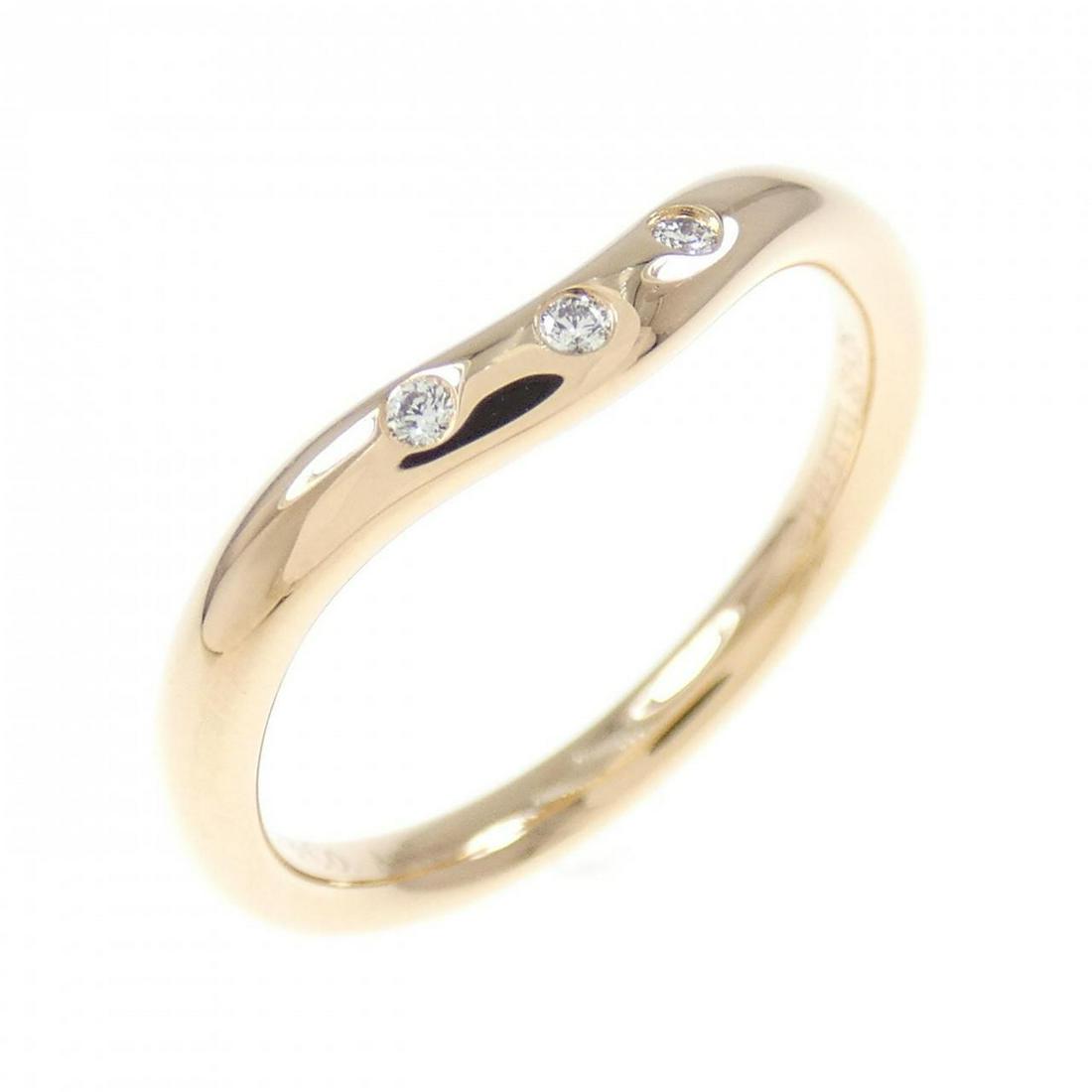 Tiffany & Co. Curved 3P Ring: Tiffany & Co. Curved 3P Ring Style: Ring Material: 750 Pink Gold Gender: Ladies" Size: 4.5-5 (US size) Accessories: No accessories Main Stone: Diamond Weight: approx. 2.5G Actualsize: Max W: 3.1mm Cen
