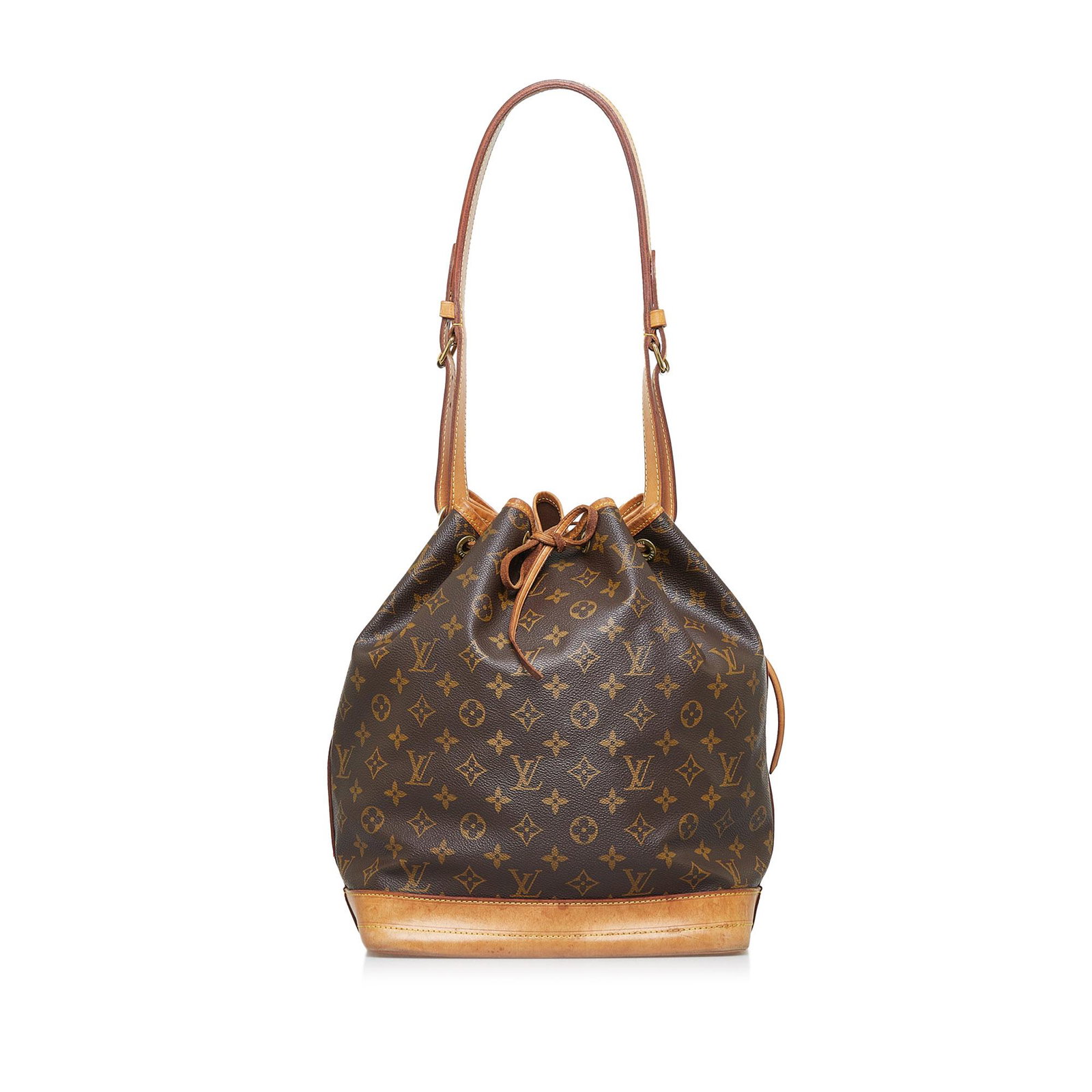 Louis Vuitton Monogram Noe: Louis Vuitton Monogram Noe The Noe features the Monogram Canvas an adjustable vachetta shoulder strap vachetta trim a drawstring closure and textile lining Brand: Louis Vuitton Model: Monogram Noe Ori