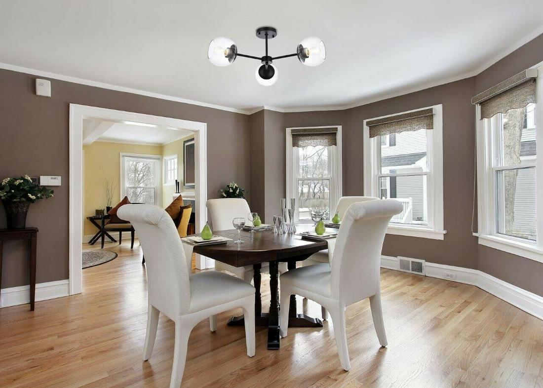 GLASS ORB SHADES BLACK DINING ROOM KITCHEN PENDANT FLUSH MOUNT LIGHTING 3 LIGHT: GLASS ORB SHADES BLACK DINING ROOM KITCHEN PENDANT FLUSH MOUNT LIGHTING 3 LIGHT Cord Color: Black Number Of Lights: 3 Item Height: 10" Item Width: 26" Assembly Required: Yes Sensor Type: Light Warrant