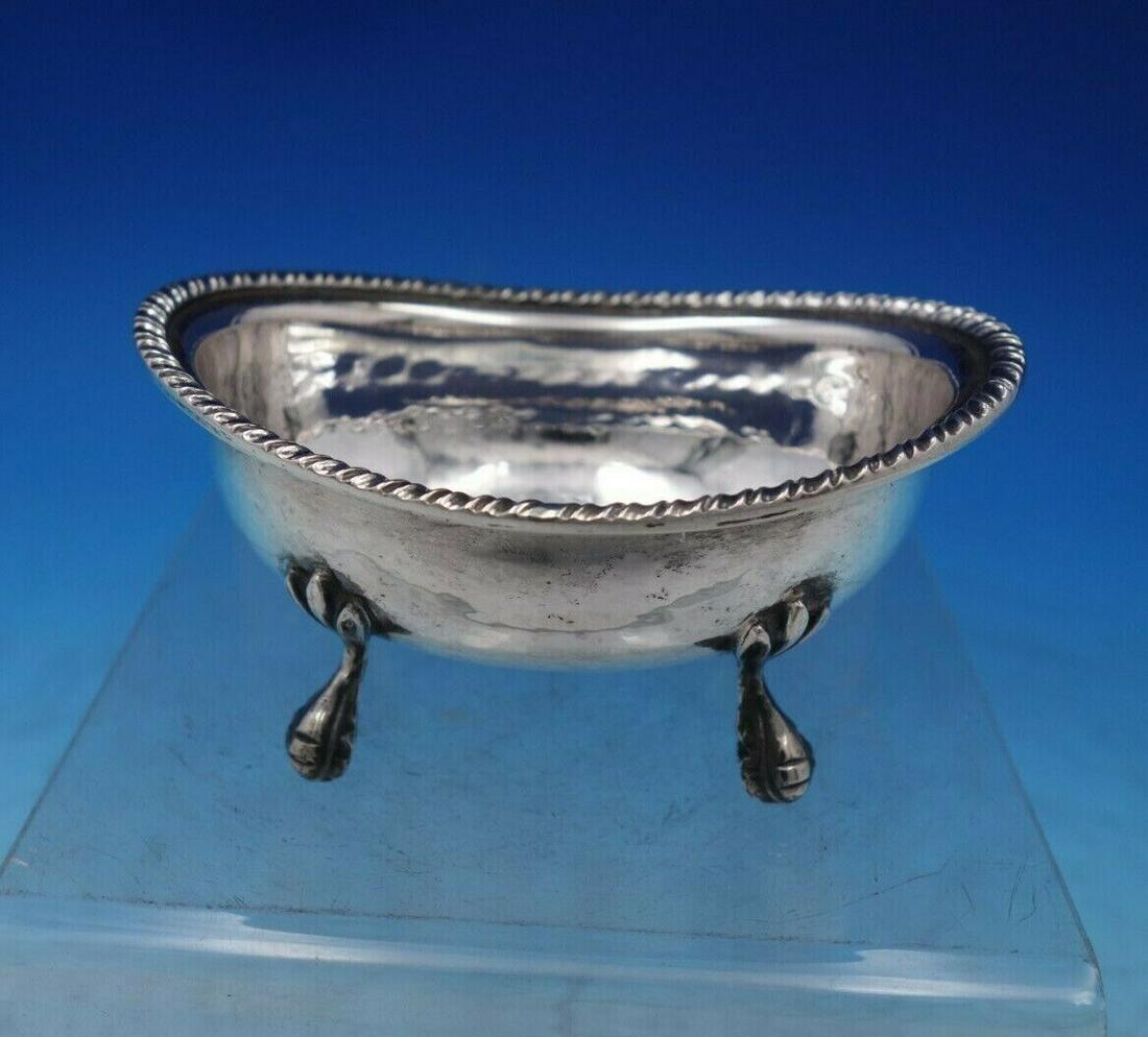 Italian .800 Silver Bowl Footed Handwrought 2" x 4 3/8" x 2 1/4": Italian .800 Silver Bowl Footed Handwrought 2" x 4 3/8" x 2 1/4" Beautiful italian. 800 silver handwrought footed bowl (maker unknown). This bowl measures 2" tall x 4 3/8" x 3 1/4" and weighs 3. 34 tr