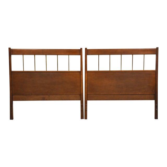 Solid Birch Planner Group Twin Headboards- a Pair Mid Century Modern: Solid Birch Planner Group Twin Headboards- a Pair Mid Century Modern A pair of mid century modern birch twin headboards with polished brass spindles designed by Paul McCobb for Winchendon Furniture "P