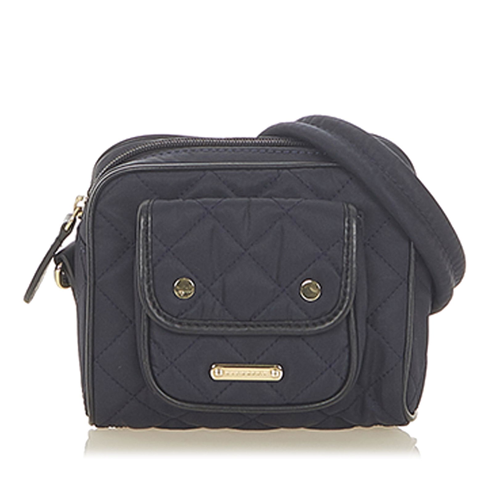 Burberry Quilted Nylon Shoulder Bag: Burberry Quilted Nylon Shoulder Bag This shoulder bag features a quilted nylon body a flat handle top zip closure exzterior pocket and an interior slip pocket. Brand: Burberry Model: Quilted Nylon Sho