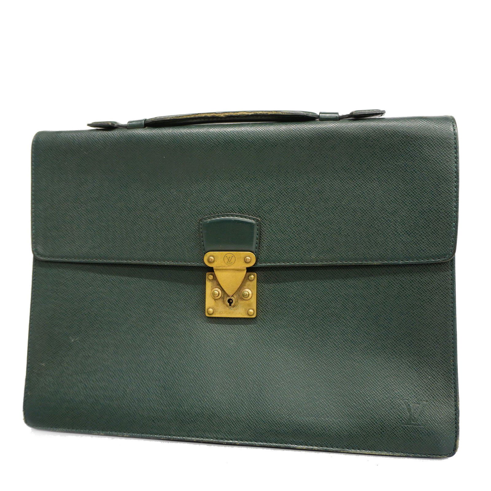 Louis Vuitton Taiga Serviette Clado M30074 Men's Briefcase Episea: Louis Vuitton Taiga Serviette Clado M30074 Men's Briefcase Episea Brand: Louis Vuitton Line: Taiga Model: Serviette Clado M30074 Type: Briefcase Color: Episea Hardware Color: Gold Closure: Flap Slide