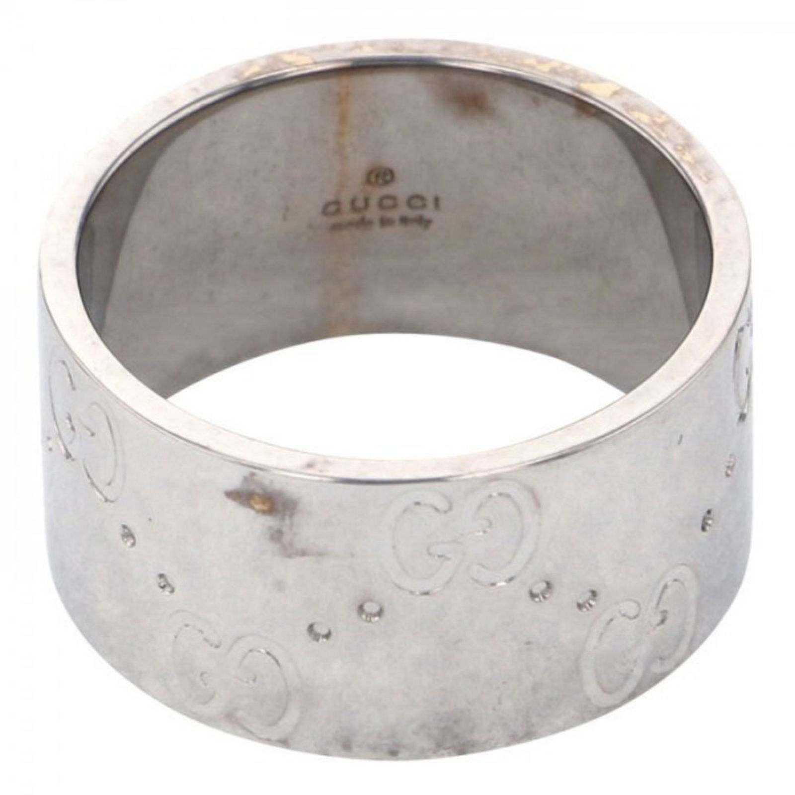 Gucci Icon Ring K18WG White Gold: Gucci Icon Ring K18WG White Gold Brand: Gucci Type: Band ring Gender: Women Material: White gold (18K) US Size: 4.5 Condition: Used (good) Overall Traces of Use: Moderate The BIDHAUS Guarantee: All it